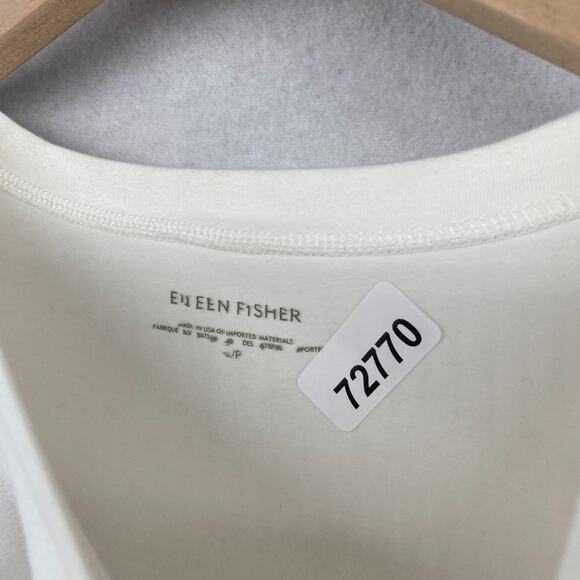 EILEEN FISHER Top S Organic Cotton Stretch Jersey Boxy Dolman Off White USA - Picture 13 of 13